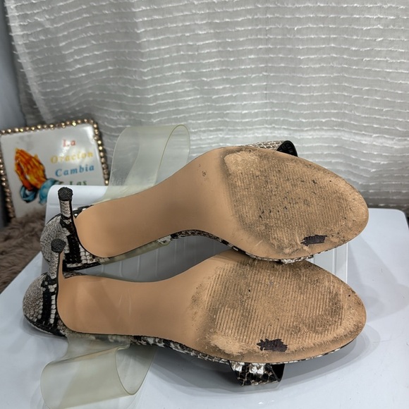 (N8) Steve Madden Snake print heels with clear criss-cross straps, Sz 9.5 women - Picture 9 of 12